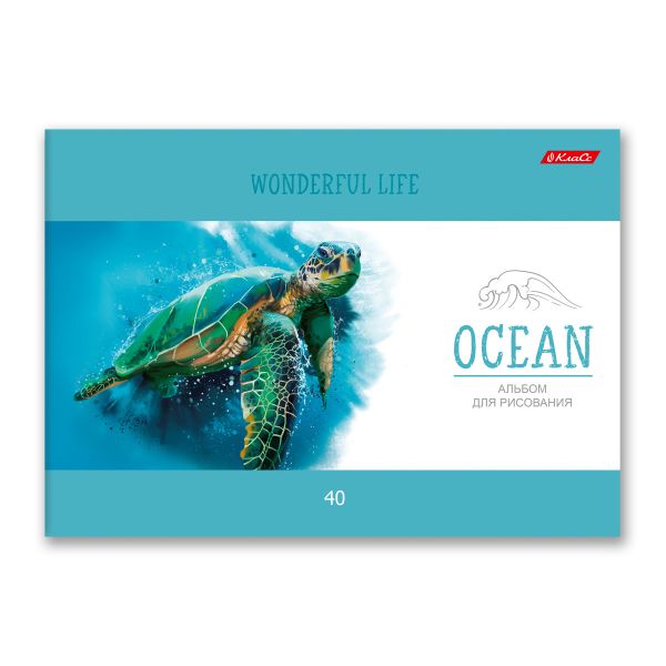 Альбом для рисования 100 г/м², A4 29х20.5 см, склейка с одной стороны 40 л., 4 шт, 40АЛКЛ4_000259 Океан, Светоч