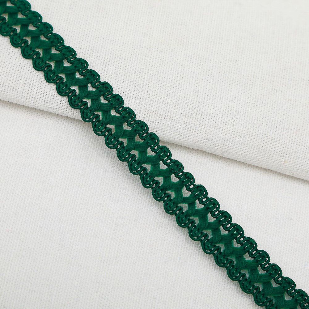 Тесьма отделочная вязаная 17 мм, 10 м, т.зеленый