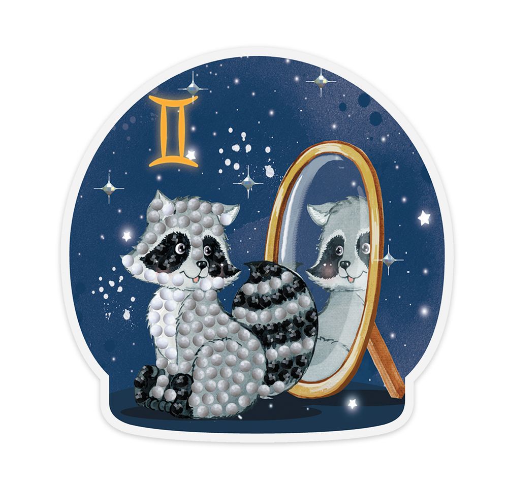 Алмазная (кристальная) мозаика Фрея, магнит Знаки зодиака. Близнецы, 9х9 см