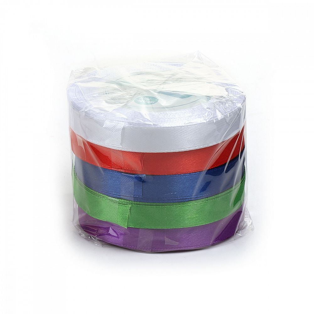 Лента атласная 1-сторонняя 12.0 мм / 5 шт по 22.5±1 метра, набор Новогодний, Magic4Hobby