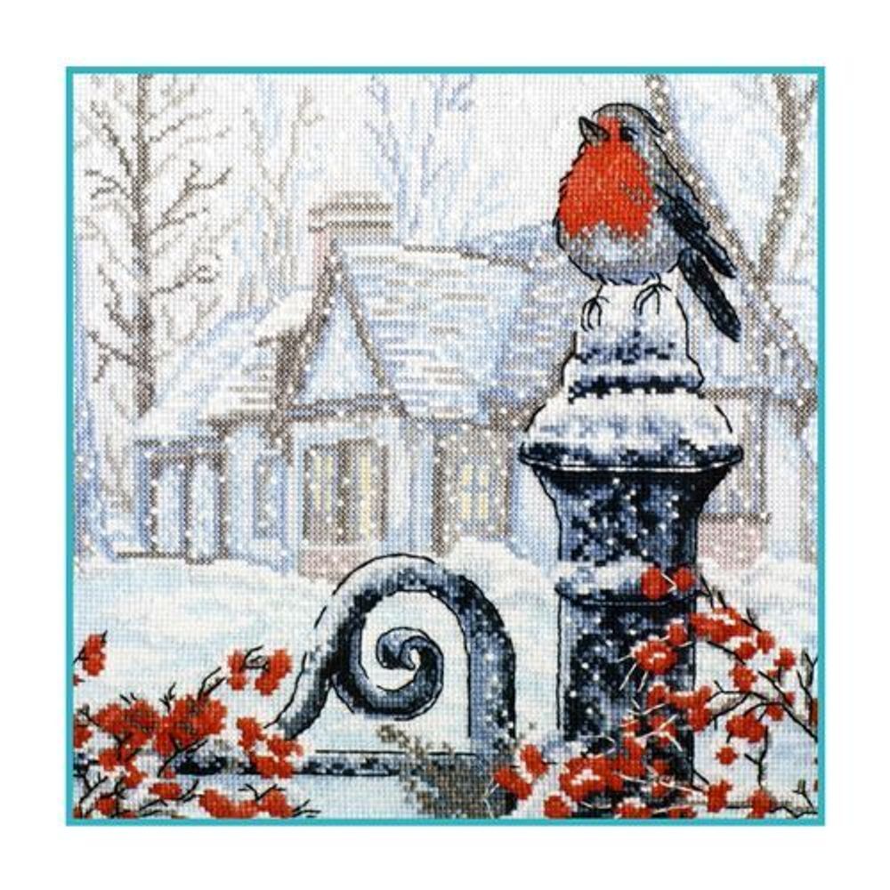 Набор для вышивания нитками Овен, Рождественское утро, 25х25 см