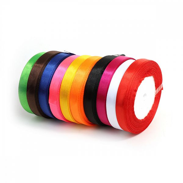 Лента атласная 1-сторонняя 12.0 мм / 10 шт по 22.5±1 метра, набор Микс1, Magic4Hobby