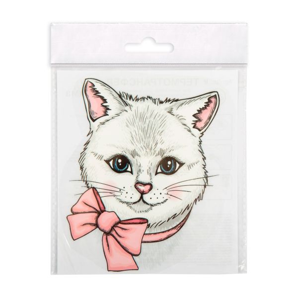 Термотрансфер M №01, 1 шт, M-017 кошка с бантиком 10.7х14 см, Gamma 