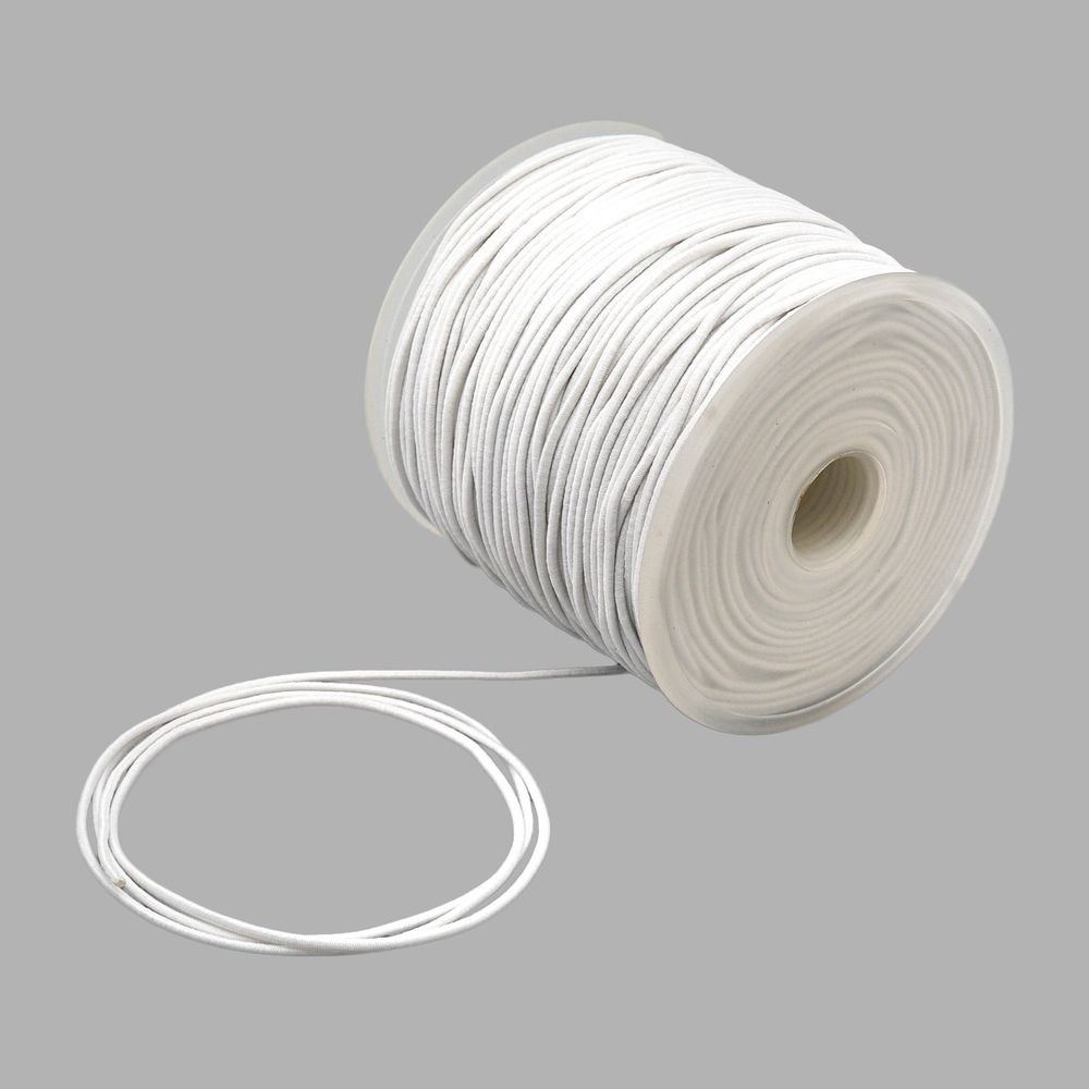 Резинка шляпная (шнур эластичный) ⌀1.5 мм / 100 метров, 0370-0301, белый