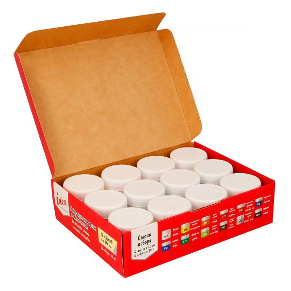 Набор красок по ткани и коже 12 цв. 20 мл, Vista-Artista idea ITAS-12