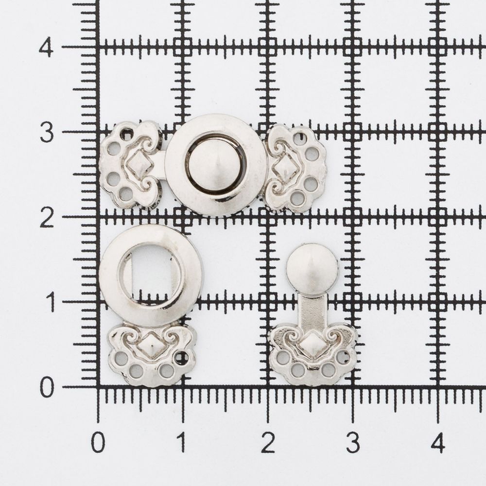 Крючки пришивные декоративные 25х12 мм, nickel, 10 шт