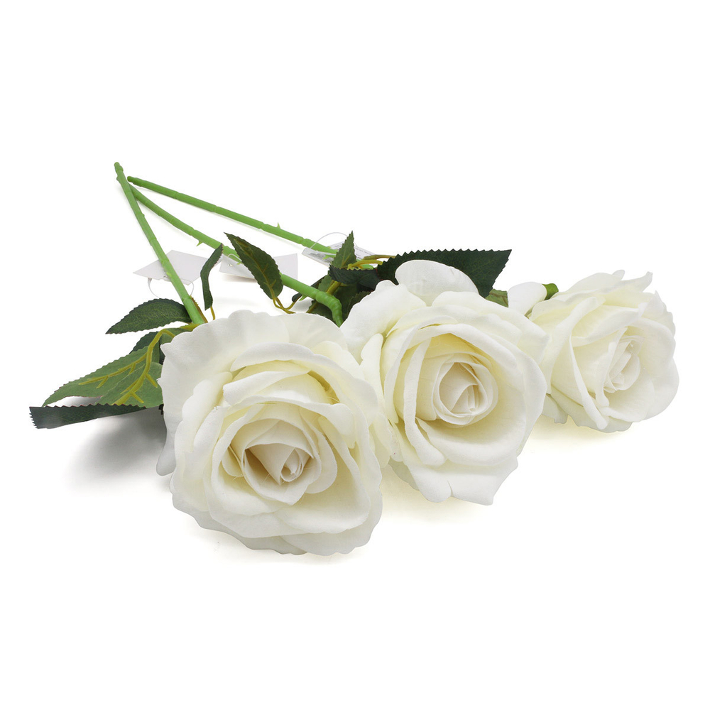 Цветы искусственные Роза Вельвет 50см из 3шт, Белый