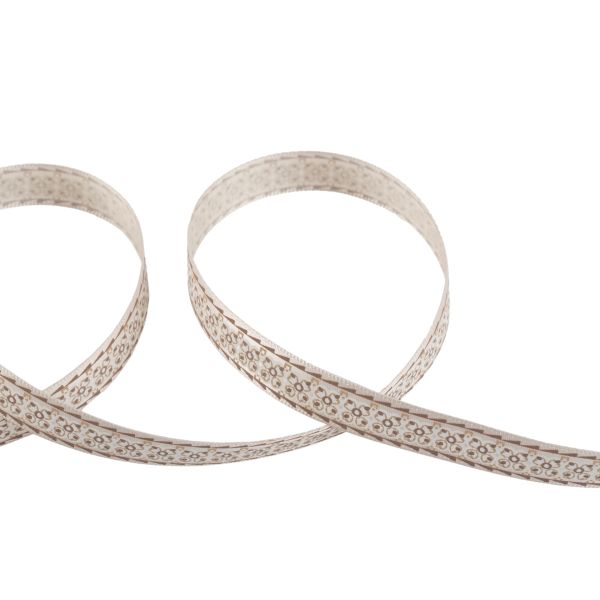 Лента атласная с рисунком 12.0 мм / 22.8 метров, O3/146 орнамент/бежевый, Gamma ALP-123