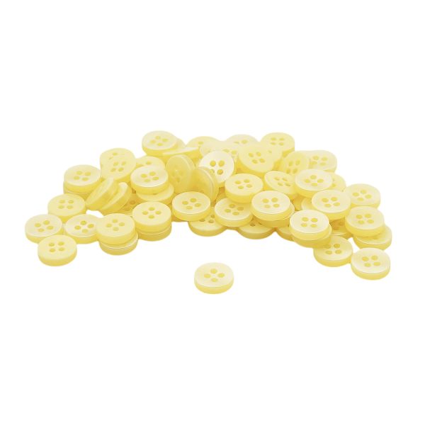 Пуговицы 4 прокола 18L (11мм), пластик (col.14 желтый), CN_2846, 72 шт