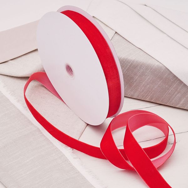 Лента бархатная (тесьма) 30.0 мм / 32.9±2 метров, 43 красный, VR-001
