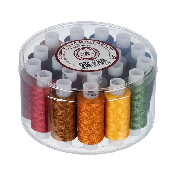 Нитки армированные 45ЛЛ, 200 м, КН ассорти 21 шт, Красная нить