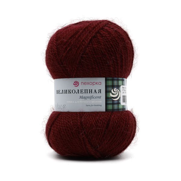 Пряжа Пехорка Великолепная / уп.10 мот. по 100 г, 300 м, 07-Бордо