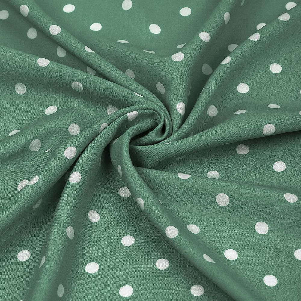 Штапель в горошек 90 г/м², 145 см / 2 метра, TBY.Vidt.05 цв.зеленый