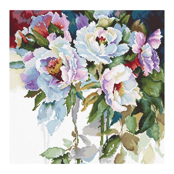 Набор для вышивания нитками Luca-S, Белые розы 32х32см