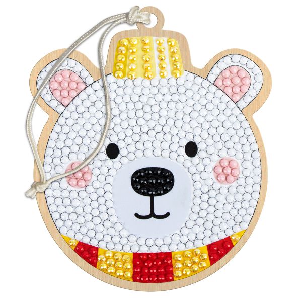 Кристальная (алмазная) мозаика Фрея ALVP-035, подвеска, Белый мишка, 8.5х10 см