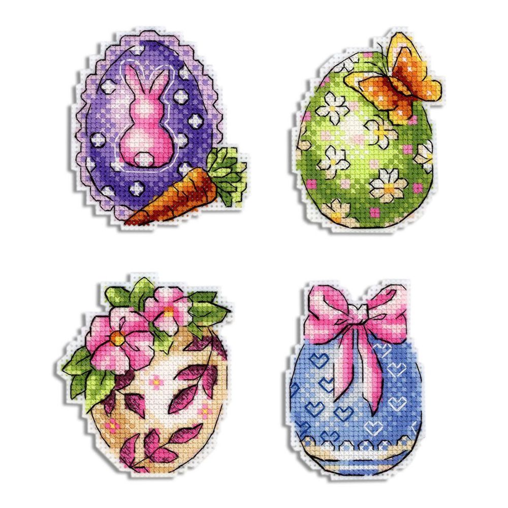 Набор для вышивания на пластиковой канве МП Студия Пасхальный квартет 8х7см, Р-589
