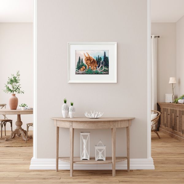 Набор для вышивания нитками Panna, Золотая серия, Трицератопс, 30х22 см