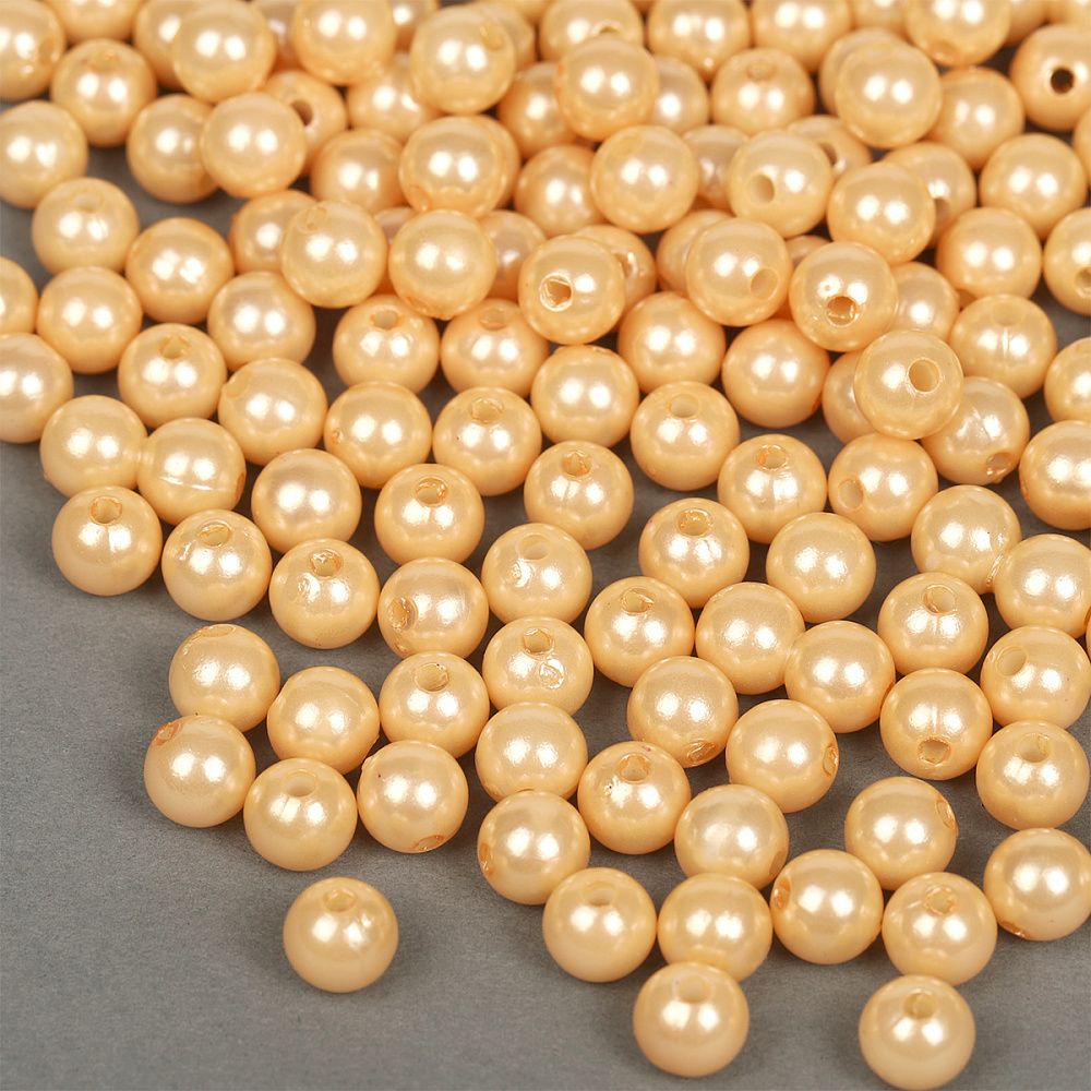 Бусины пластик (перламутр) ⌀8 мм, цв. 007 персик, 50 гр. (213 шт), Magic4Hobby