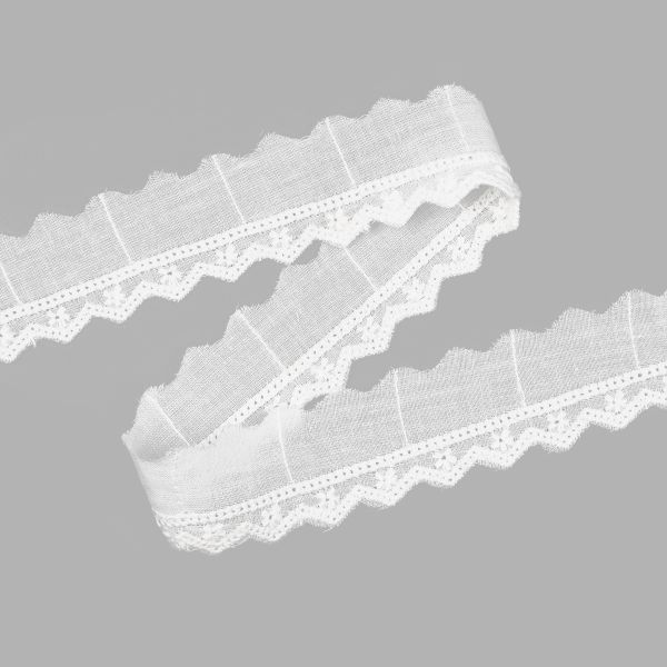 Кружево шитьё х/б 27 мм / 3.4 метра, цвет неотбеленный
