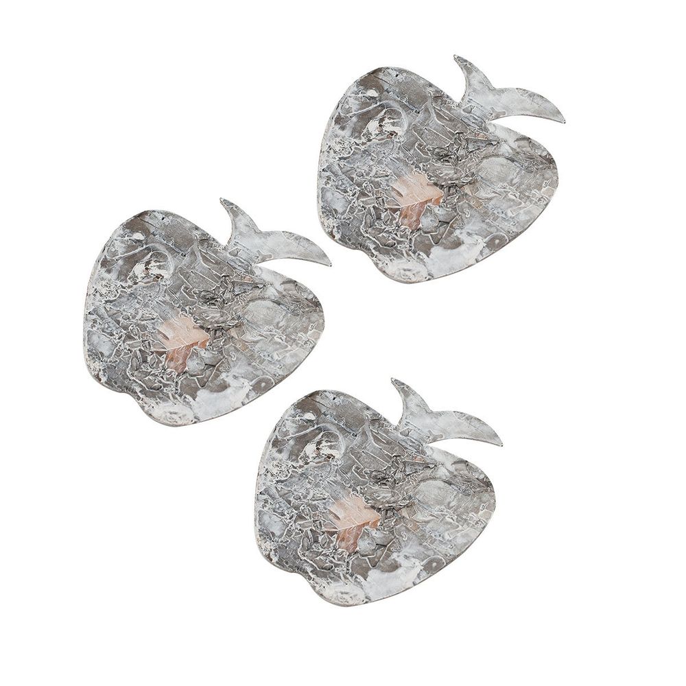 Декоративные элементы из коры дерева "Яблоко", 7см, 8 шт, белый