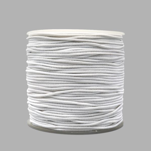 Резинка шляпная (шнур эластичный) ⌀1.5 мм / 100 метров, 0370-0301, белый