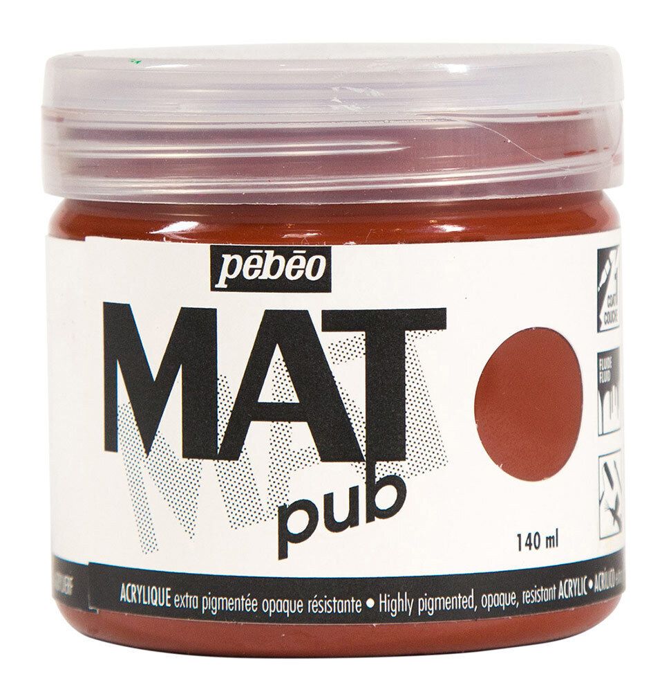 Краска акриловая экстра матовая Mat Pub 1, 140 мл, 256020 сиена жженая, Pebeo