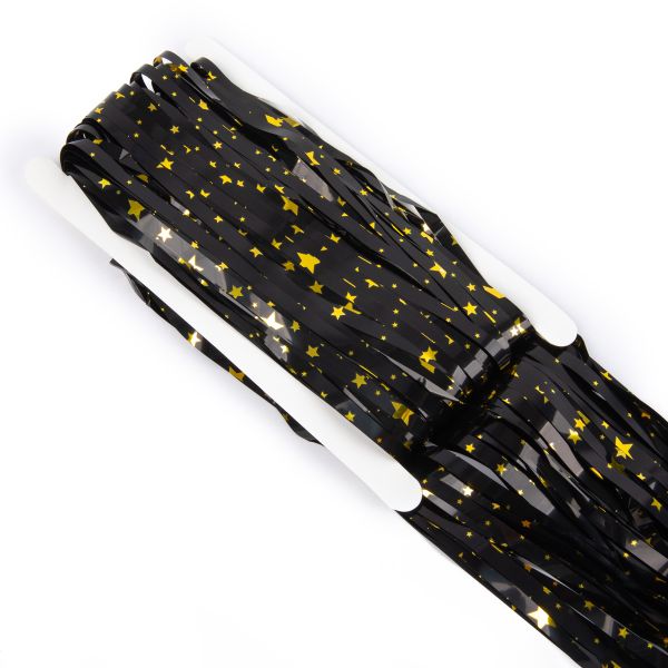 Занавес Дождик 100х200 см, 01_черные звезды, Boomzee GBZ-13