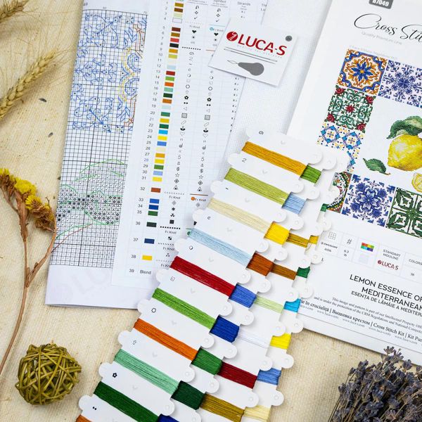 Набор для вышивания нитками Luca-S, Лимонная эссенция Средиземноморья, 25х20см