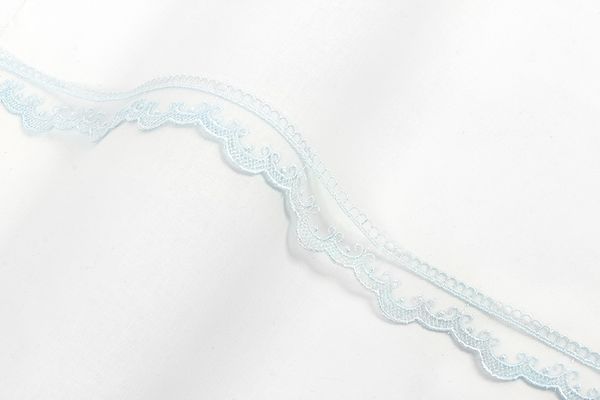 Кружево на сетке 34 мм / 10 м, голубой, Gamma GKM-3401