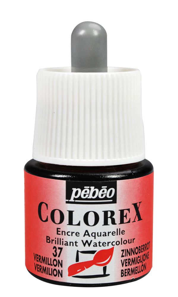 Краска акварель акварельные чернила Colorex 45 мл, 341-037 киноварь, Pebeo