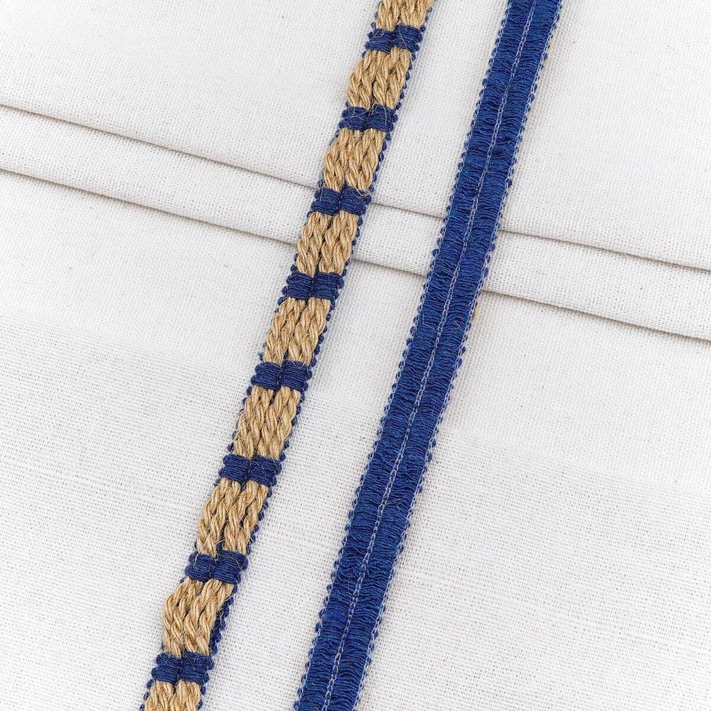 Тесьма отделочная лен 12 мм / 20 метров, 1-Н31, 80% лен, 20% х/б, цв. синий, 23514