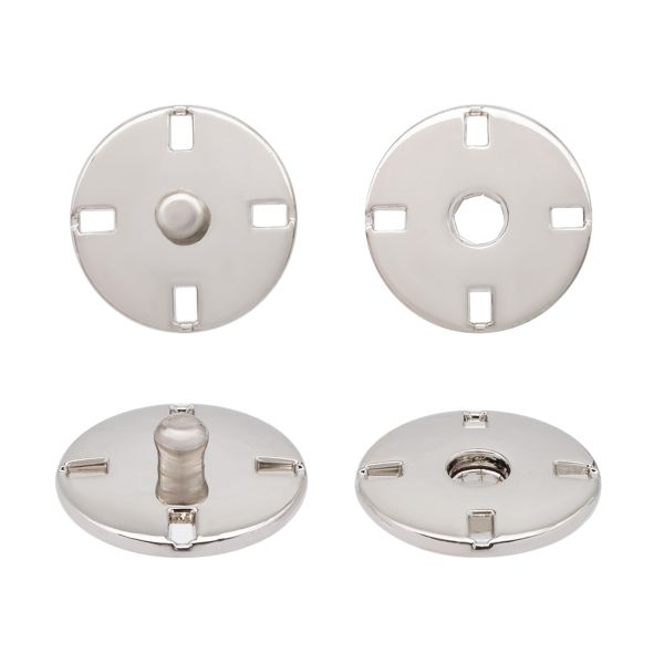 Кнопка пришивная металл ⌀15.0 мм, 10 шт, серебристый, KN13