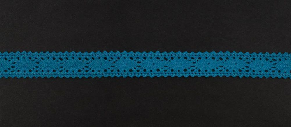 Кружево вязаное (тесьма) 20 мм, цв.т.бирюзовый, Alfa, 25 метров, AF-160-104 Кружево вязаное (тесьма) 20 мм, цв.т.бирюзовый, Alfa, 25 метров, AF-160-104