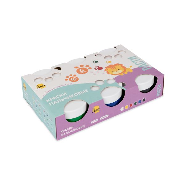 Краска пальчиковая Лео Расти набор 6 цв.х60 мл, Лео LFINP-006WB
