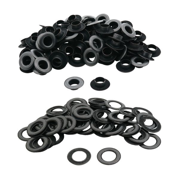 Люверсы металл ⌀9.2 мм (внутр.), h=6.32 мм, внешн. ⌀18.9 мм, №24, сталь, оксид, 100 шт, New Star