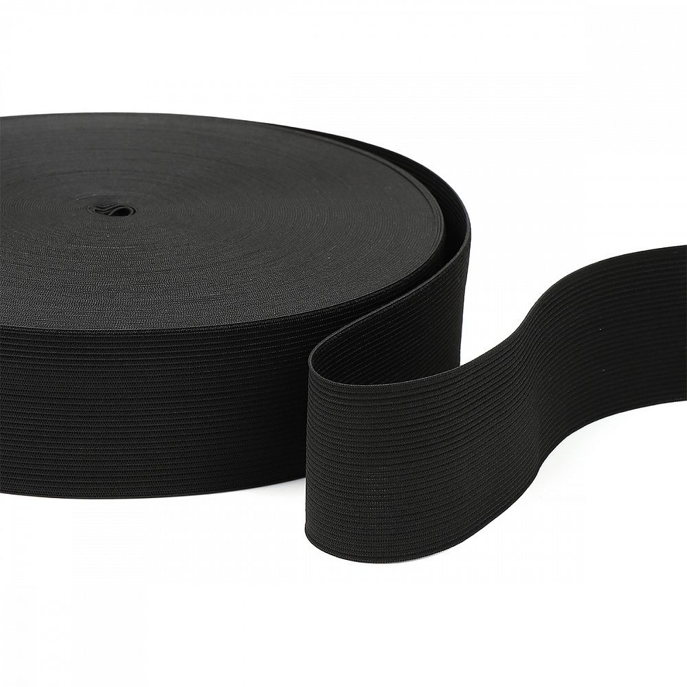 Резинка вязаная 50.0 мм / 40 метров, стандартная 3.9-4.3 г/п.м., черный