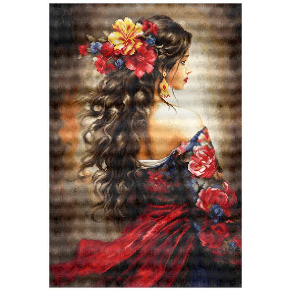 Набор для вышивания нитками Luca-S, Испанская девушка, 30х44 см