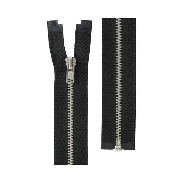 Молния металл Т3 (3 мм) 1 зам., разъем., 40 см, никель, 002 черный, ZIP 3N Gamma, 10 шт