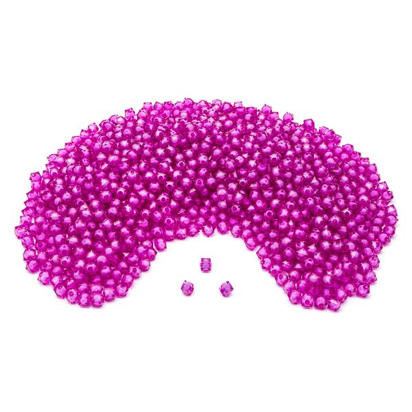 Бусины акрил ⌀10 мм, в цвете с белой сердцевиной, граненый куб, 500 г, Astra&Craft (57 малиновый)