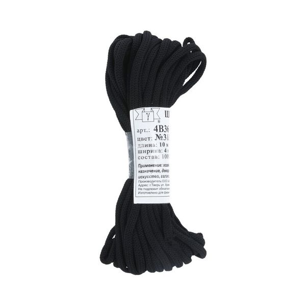 Шнур плетеный ⌀4.0 мм, 5х10 м, мелк. плетение, 310 черный, Gamma В-036 (4В 36)