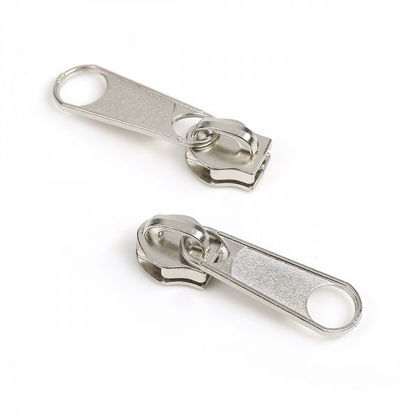 Слайдер (замок) для молнии спираль Т8 (8 мм), без фиксатора, цв.никель, уп.500 шт, Mzipp