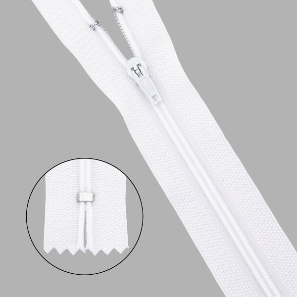 Молния спираль (витая) Т3 (3 мм) 1 зам., н/раз., 50 см, п/автомат, 501 белый, 10 шт