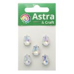 Хрустальные стразы в цапах формы капля, белый с покрытием AB 10х14 мм, 5 шт., АЦ002НН1014