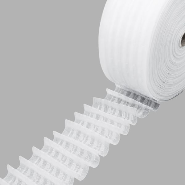 Лента (тесьма) шторная: сборка параллельная (1:2) 80 мм / 50 метров, (5 рядов петель, 3 шнура), прозрачная, 808-О