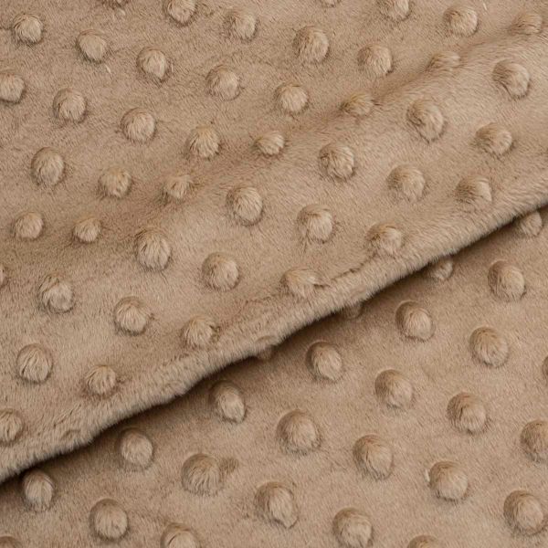 Плюш (ткань) Sovushka Minky dot 280 г/м², 45х50 см, ворс 2,5мм, бежевый, 615622-1