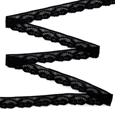 Кружево эластичное (стрейч) 30 мм, черный, 13.71 м