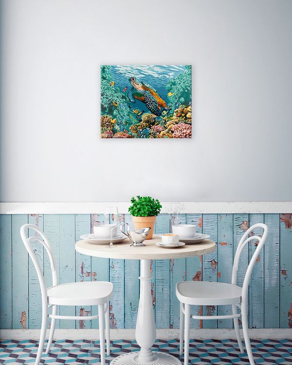 Алмазная (кристальная) мозаика Фрея ALPD-232, на подрамнике Морские обитатели, 50х40 см