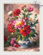 Набор для вышивания нитками Чудесная игла, Пионы 28х35 см