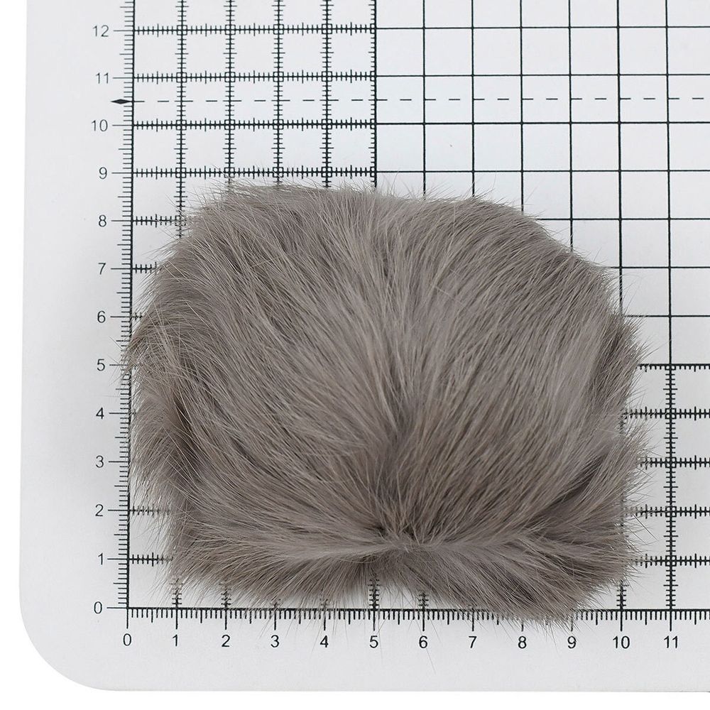 Помпон из искусственного меха 100 мм, кролик, 2 шт, J мышиный