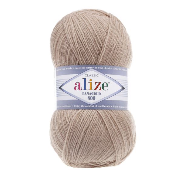 Пряжа Alize (Ализе) Lana Gold 800 / уп.5 мот. по 100 г, 800м, 005 бежевый A